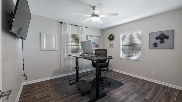 a large white room with a large windows