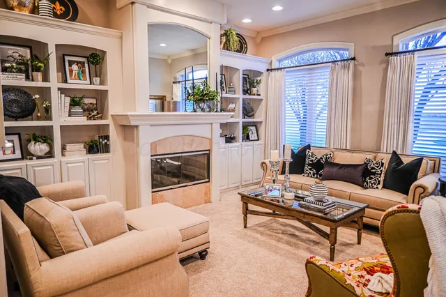 a room with window and furniture