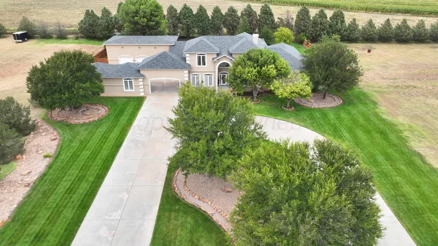 an aerial view of a house