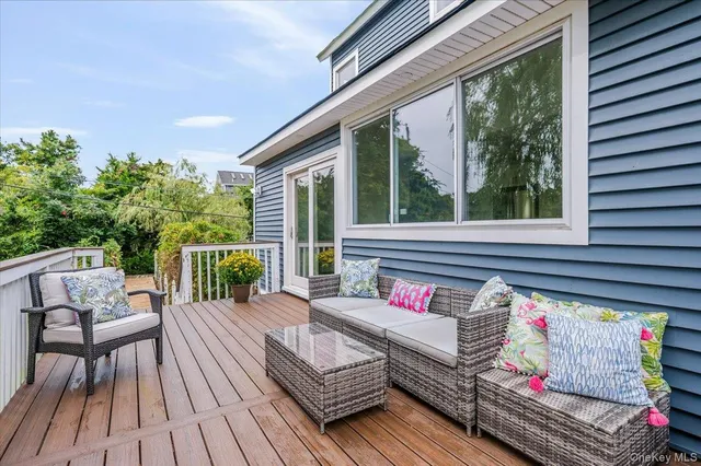 a outdoor living space with furniture and garden view