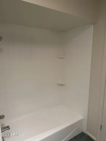 a bathroom with a bathtub