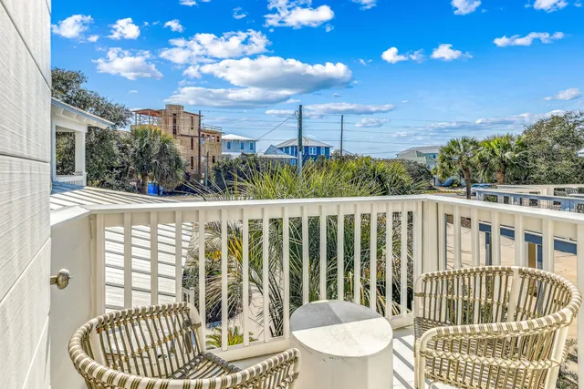 a view of a deck with a patio