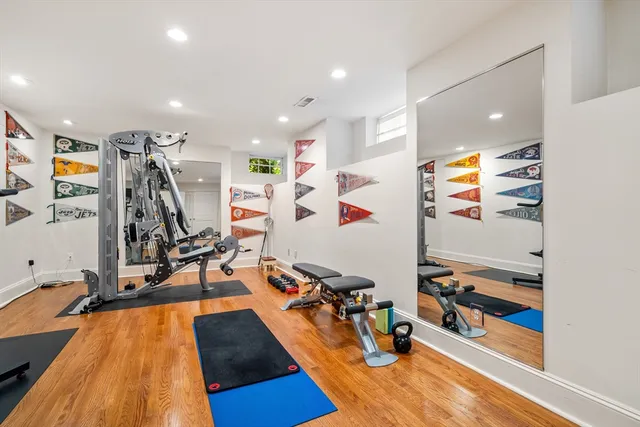 a view of a room with gym equipment