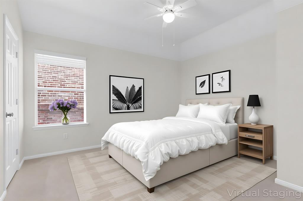 4607 Forest Park Road Plano, TX 75024 - Photo 36 of 40 a bedroom with a bed and a chandelier