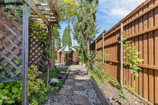 an outdoor view with patio