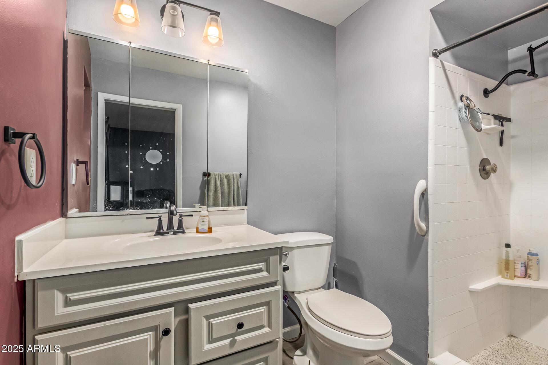 6149 East Decatur Street Mesa, AZ 85205 - Photo 15 of 24 a bathroom with a toilet sink shower and mirror