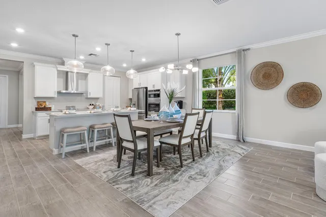 a view of a dining room and livingroom