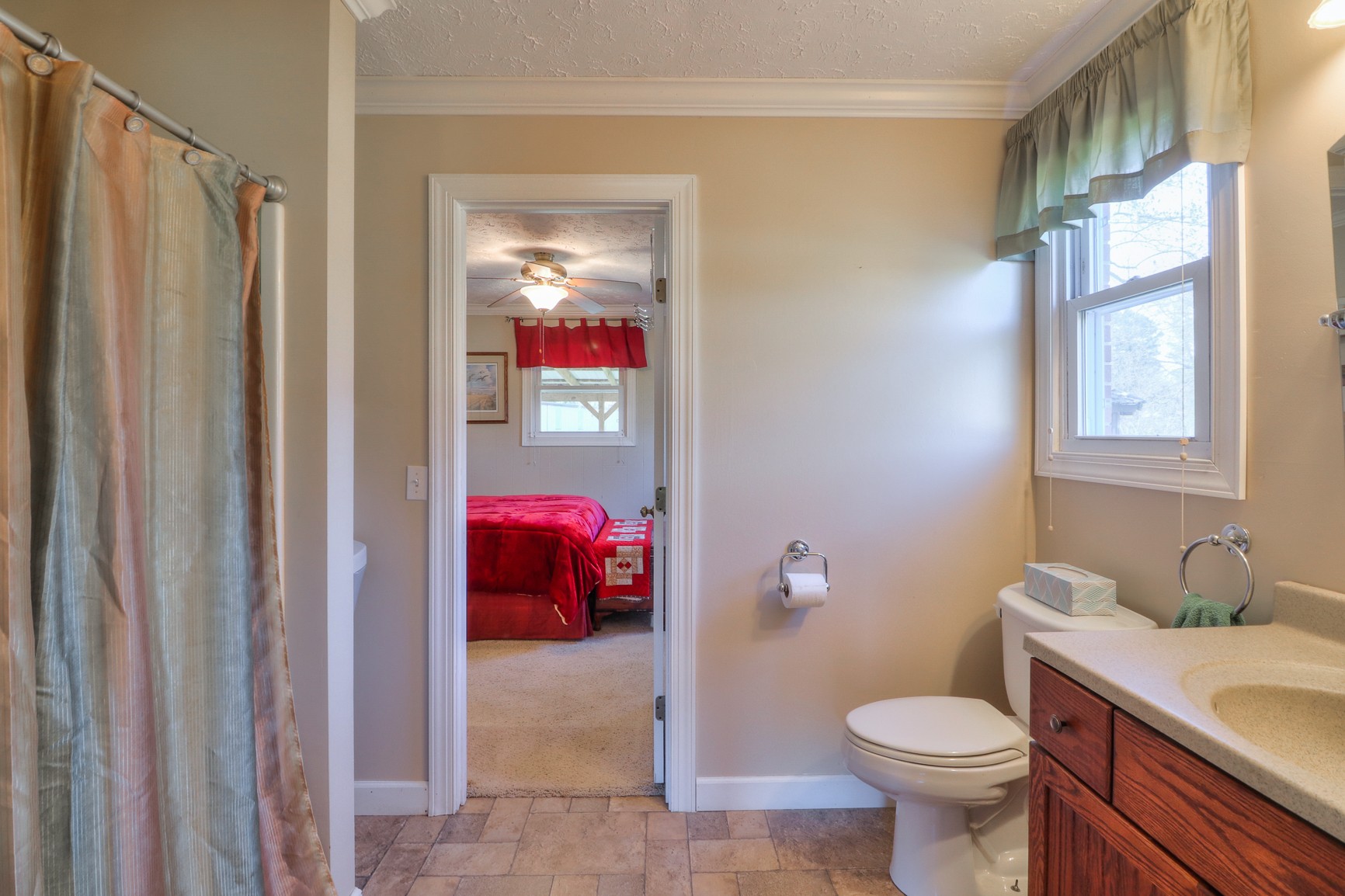 1824 Logue Road Mount Juliet, TN 37122 - Photo 22 of 53 a bathroom with a sink a toilet and shower curtain