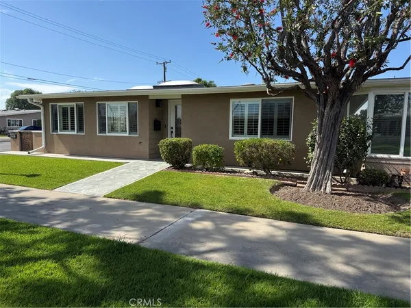 a view of a house with a yard and plants