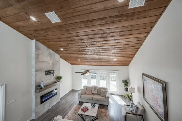 a living room with furniture