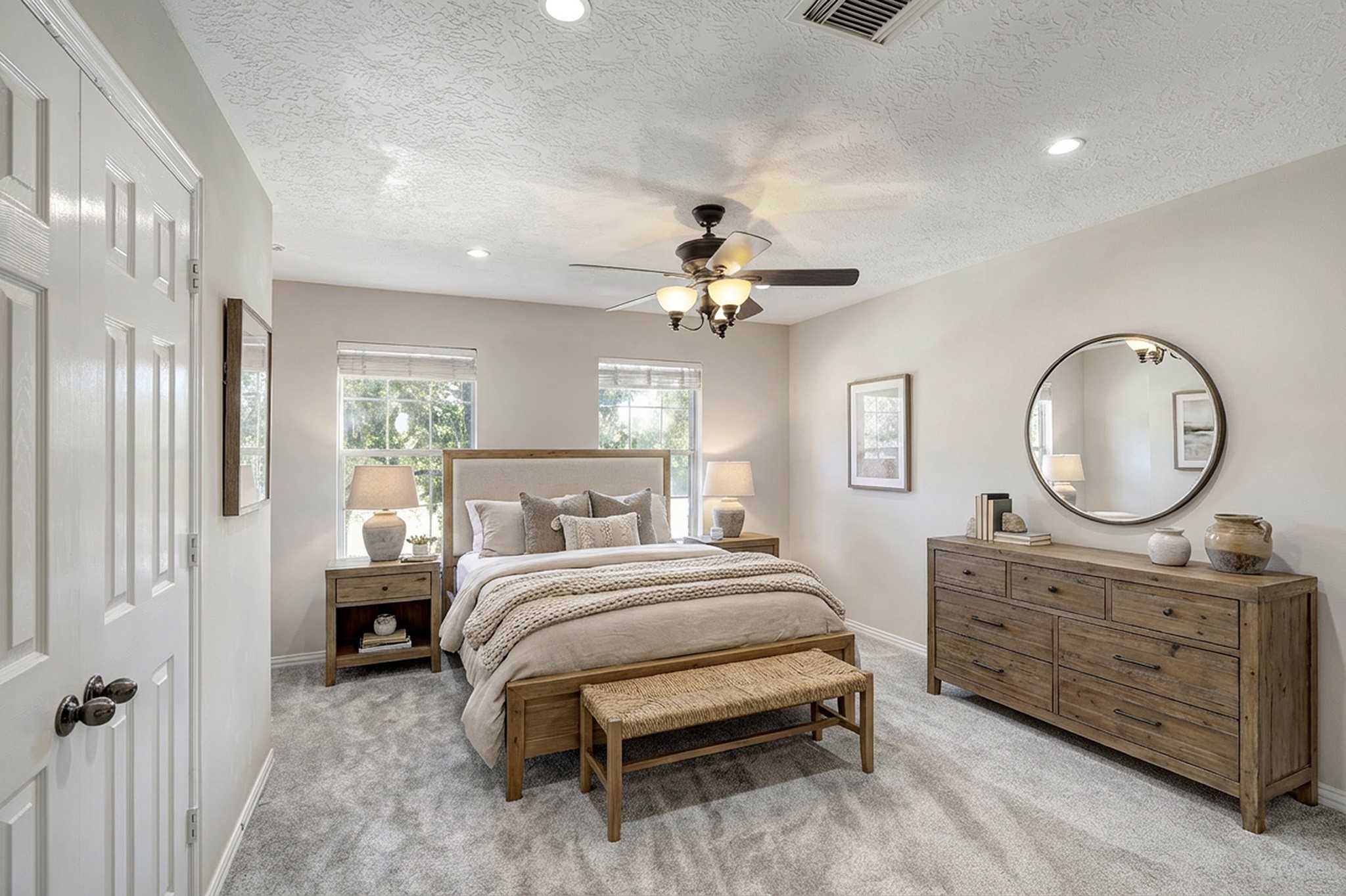 2511 Bridgestone Park Lane Spring, TX 77386 - Photo 16 of 25 The first of five secondary bedrooms, each with a large closet and ceiling fan. This photo is virtually furnished.