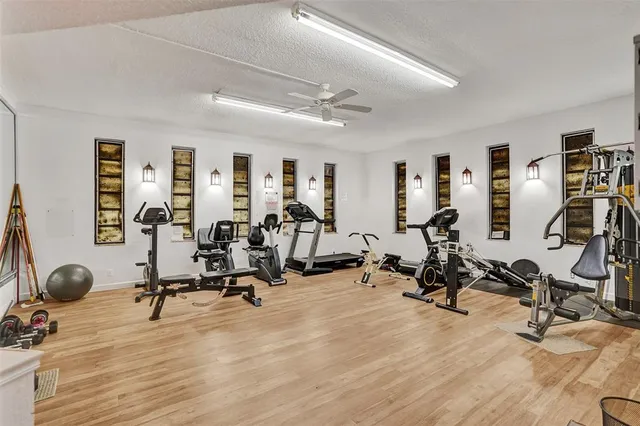 a view of a room with gym equipment