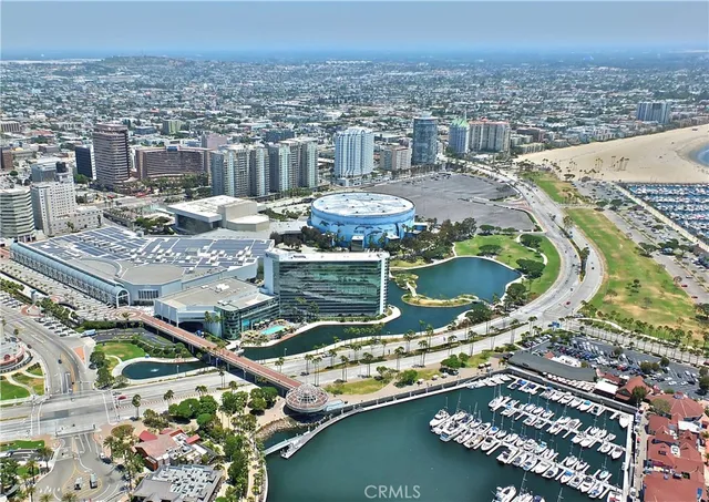 a view of a city with lawn chairs