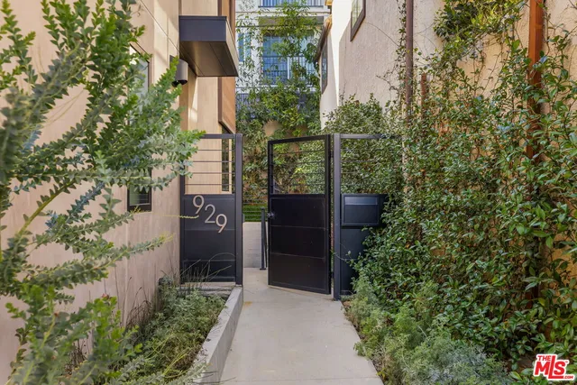 a couple of flower plants in front of door