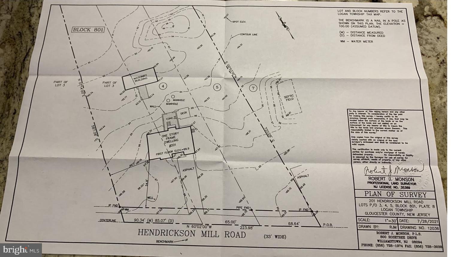 201 Hendrickson Mill Road Swedesboro, NJ 08085 - Photo 46 of 46 This survey is not the location for the new septic