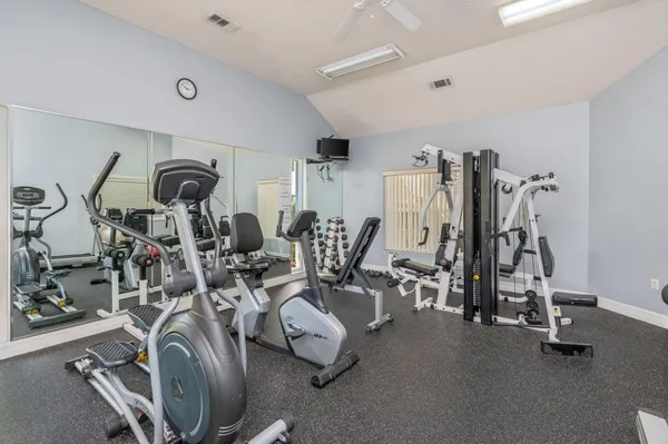 a view of a room with gym equipment