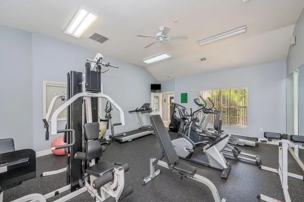 a view of a room with gym equipment