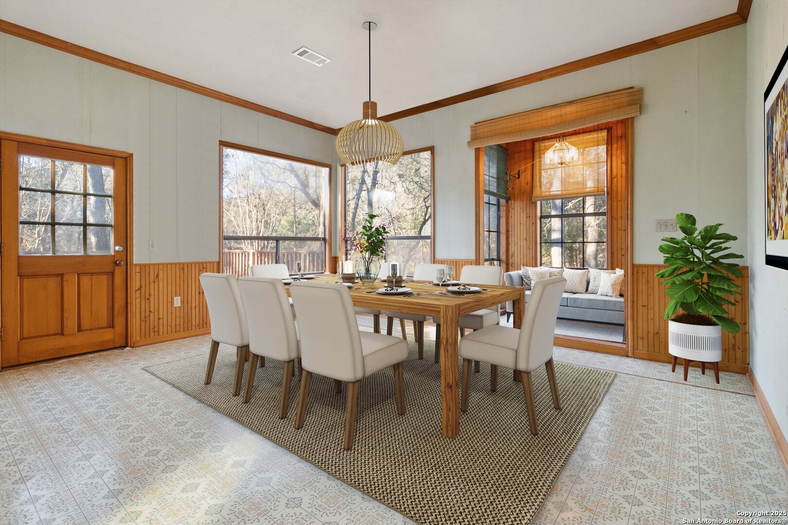 19517 Scenic Loop Road Helotes, TX 78023 - Photo 14 of 55 a view of a dining room with furniture window and outside view