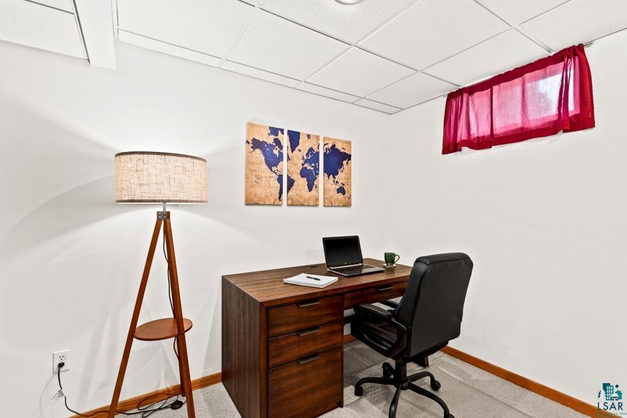2020 East 11th Street Superior, WI 54880 - Photo 22 of 30 Home office with a drop ceiling and light carpet