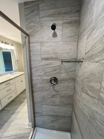 a bathroom with a shower