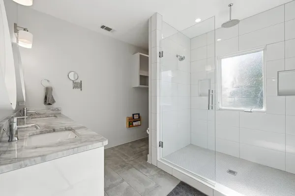a bathroom with a shower
