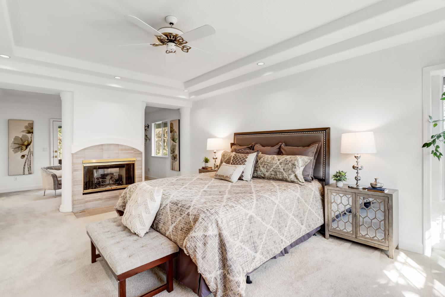 3058 Ridgeview Drive El Dorado Hills, CA 95762 - Photo 40 of 73 a bedroom with a bed and a fireplace