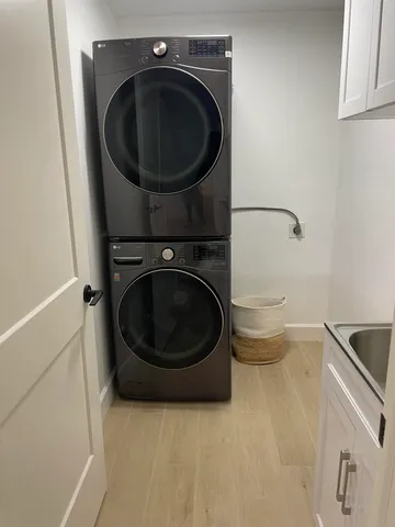 a utility room with a washer and dryer