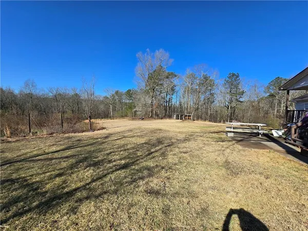 a view of the road and trees