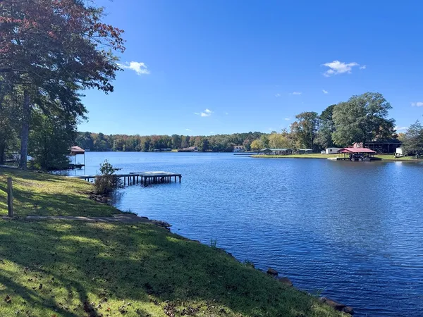 a view of a lake with houses