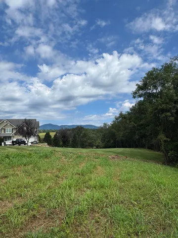a view of a green field with wooden fence