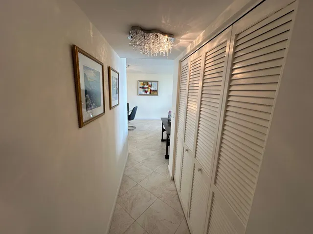 a view of a hallway with elevator
