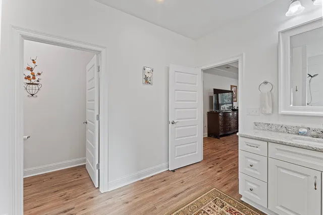wooden floor and kitchen view with wooden floor