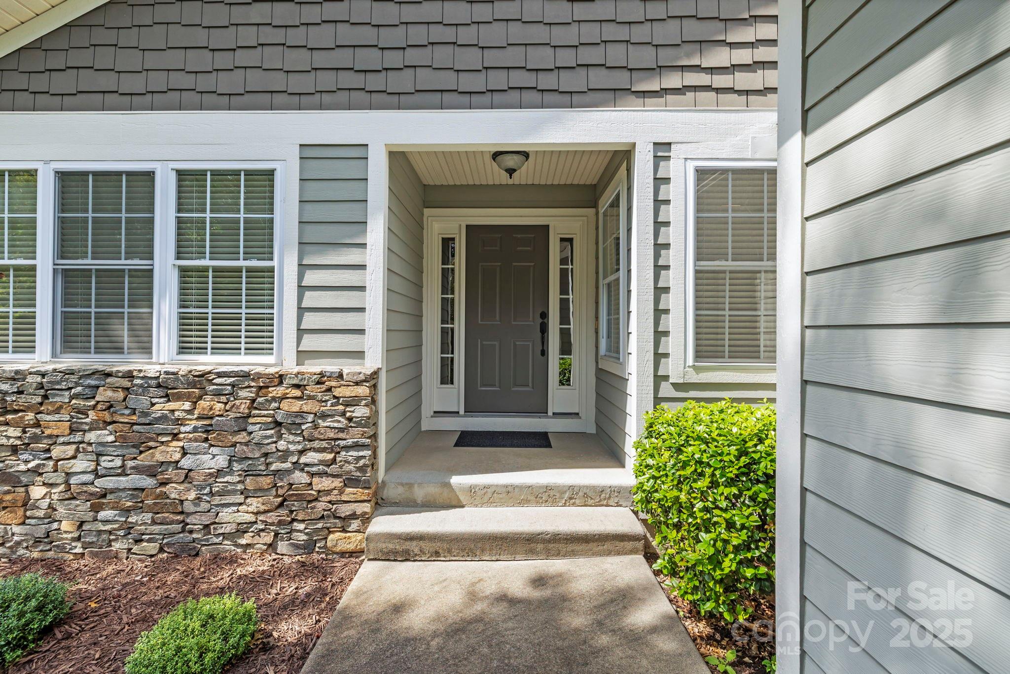 a front view of a house with a window