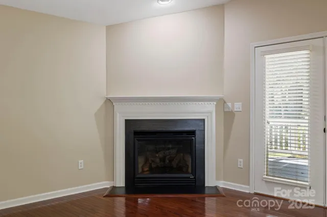 a living room with a fireplace