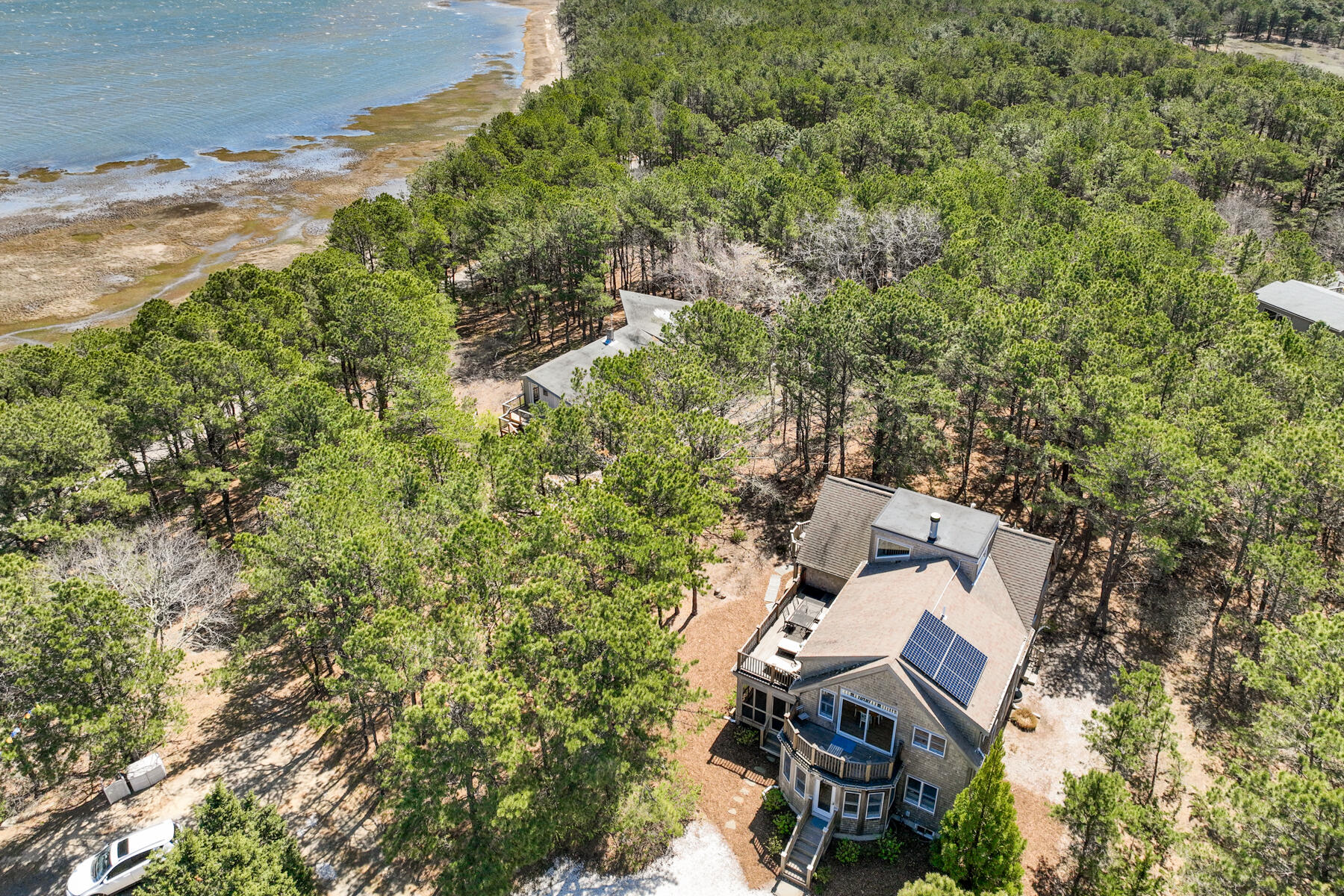 1075 3rd Avenue Wellfleet, MA 02667 - Photo 82 of 87 an aerial view of residential house with outdoor space and trees all around