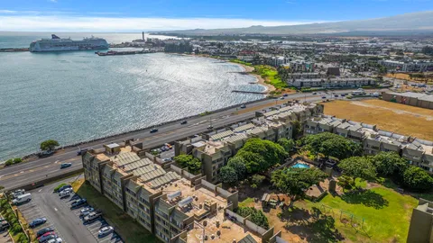 a view of a city and ocean view