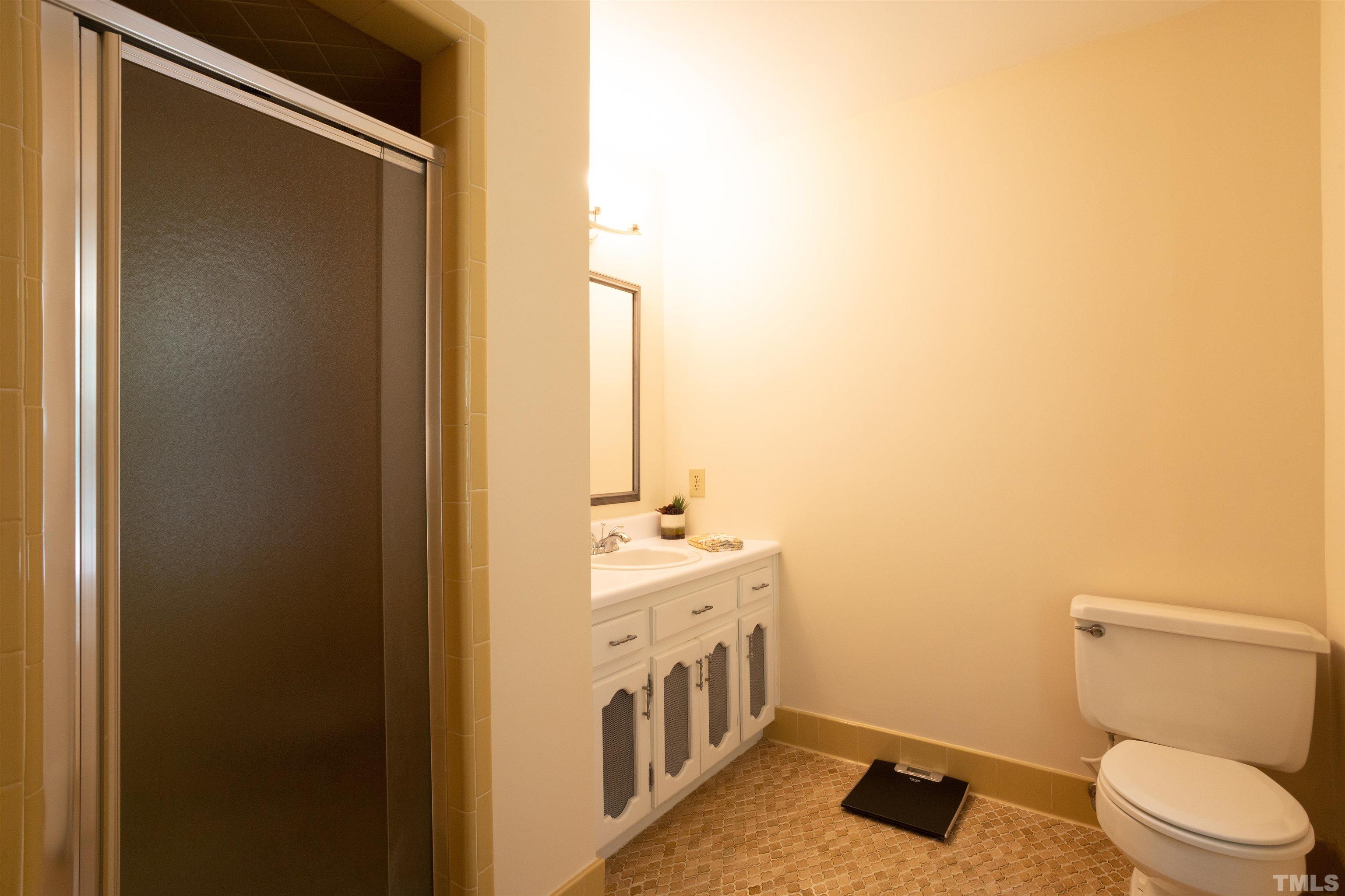 4324 Oak Park Road Raleigh, NC 27612 - Photo 21 of 33 a bathroom with a toilet a sink and a mirror