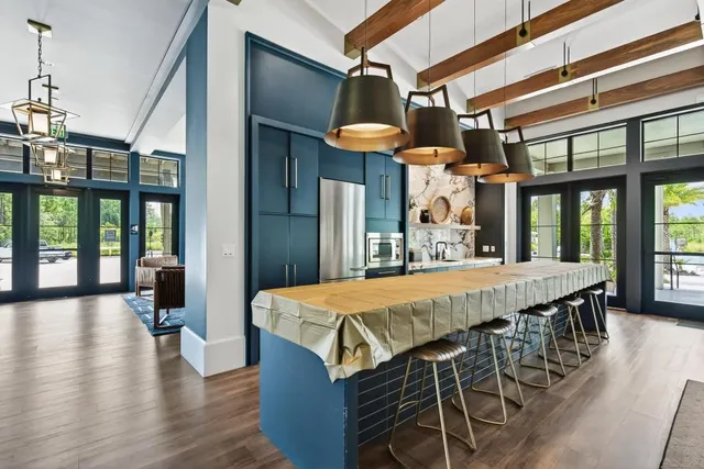 a view of a swimming pool with a yard