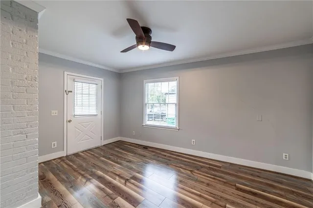 a view of a livingroom with a window