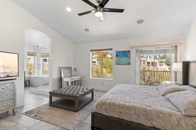 a room with a dresser and a mirror