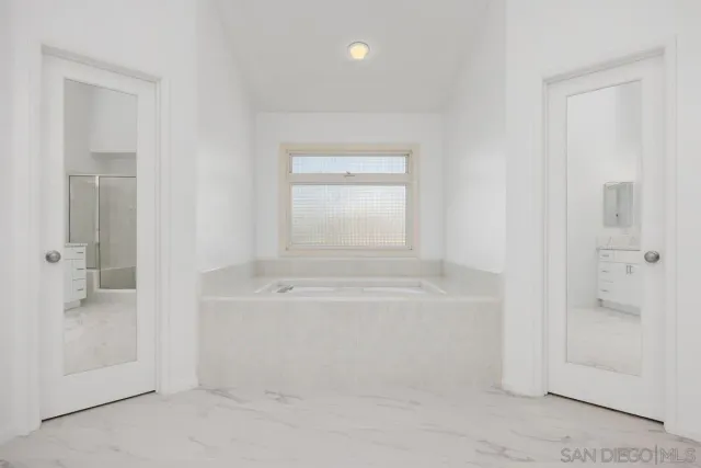 a bathroom with a bathtub