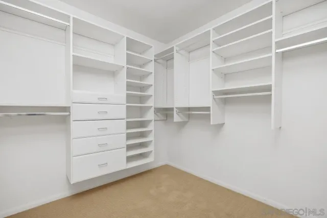 a view of an empty walk in closet