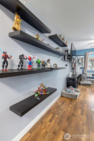 a workspace with furniture