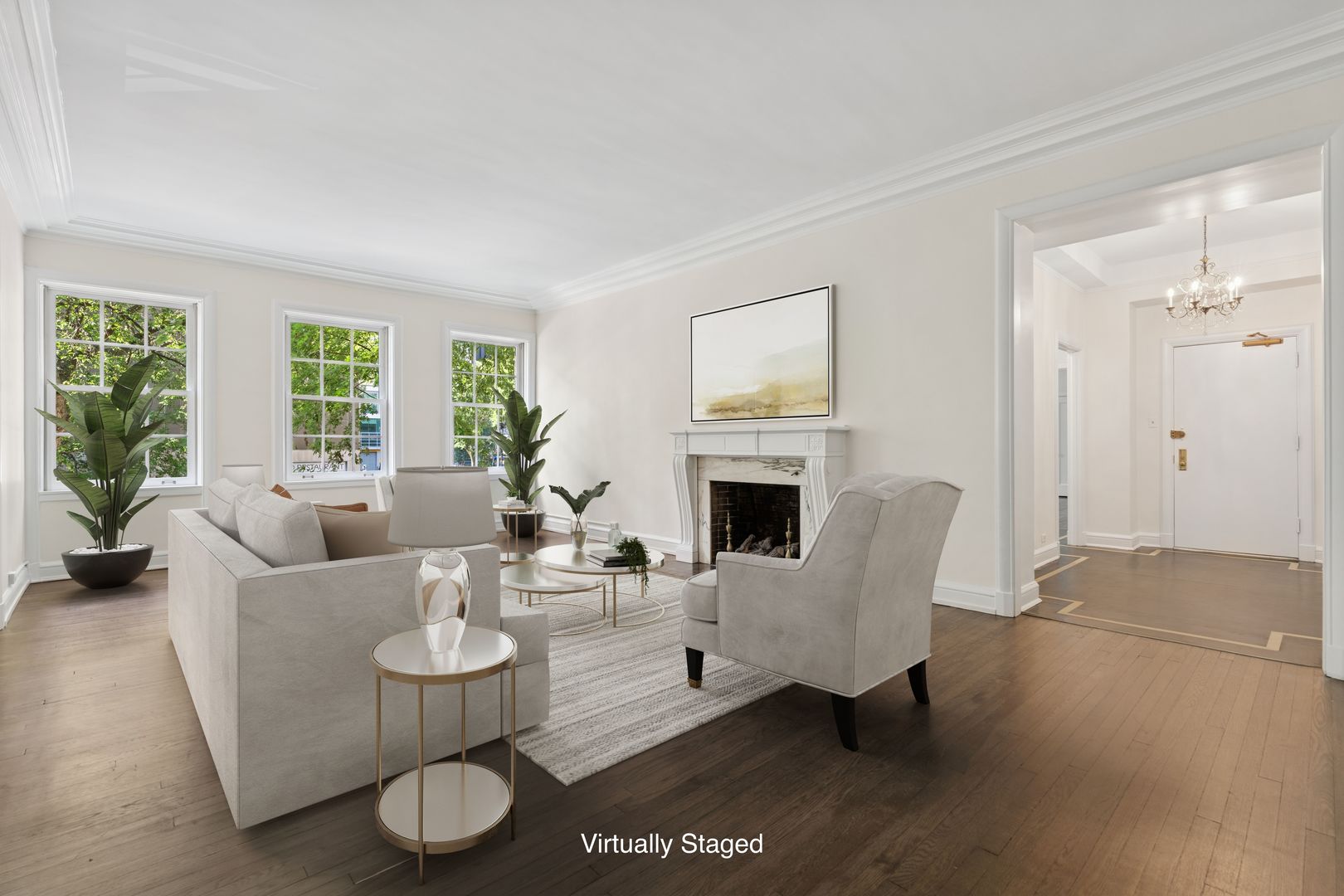 200 East Pearson Street, Unit 2E Chicago, IL 60611 - Photo 3 of 25 a living room with furniture a fireplace and a large window