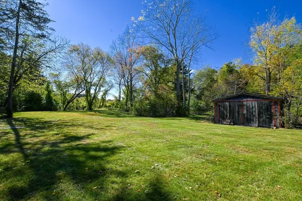 a view of backyard with green space