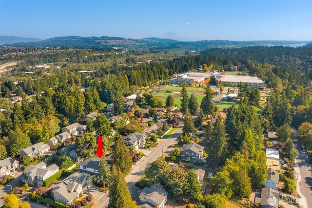 a view of a city with mountains in the background