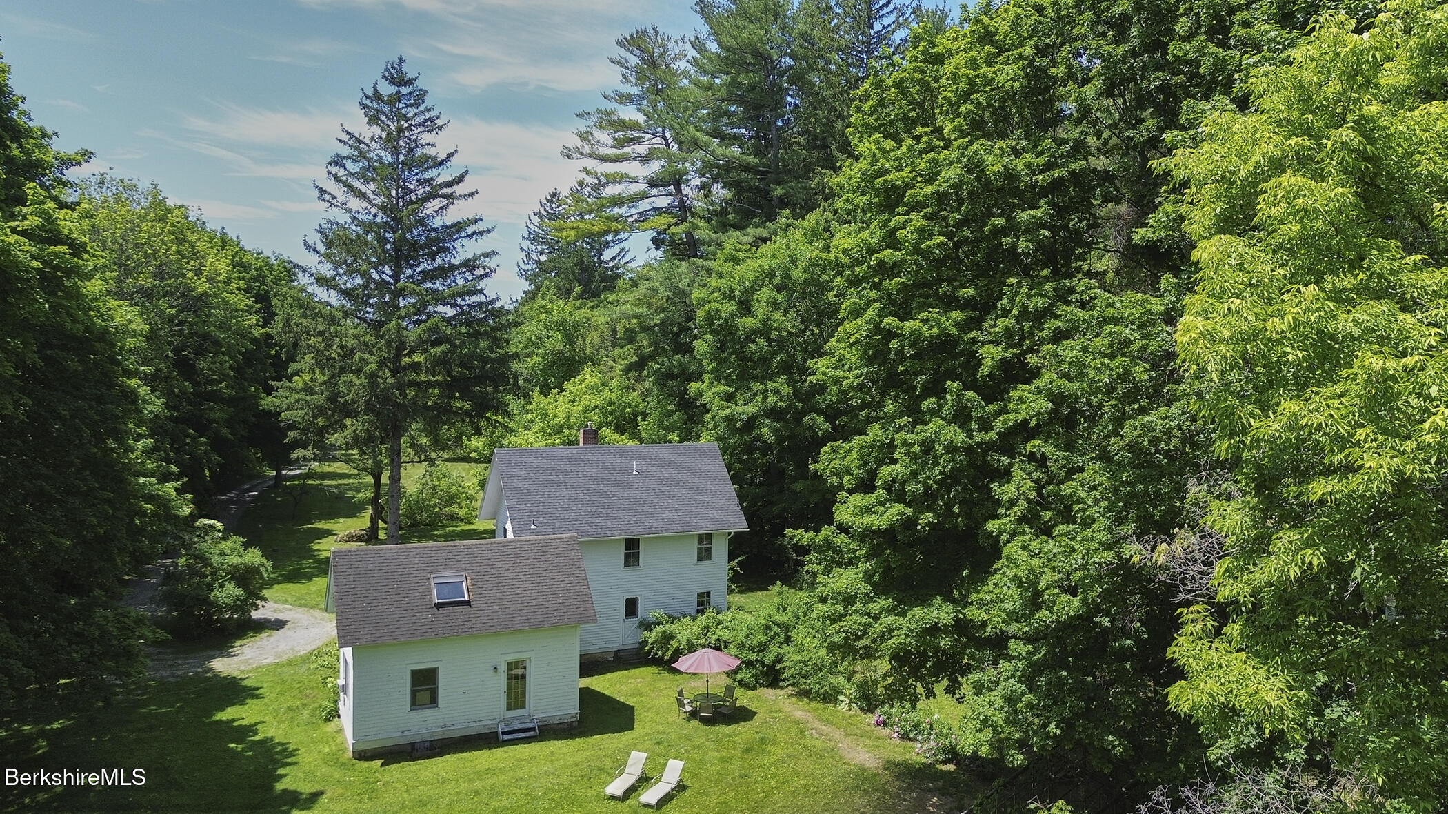 10 Prospect Hill Road Stockbridge, MA 01262 - Photo 10 of 39 Aerial view of rear facade looking west