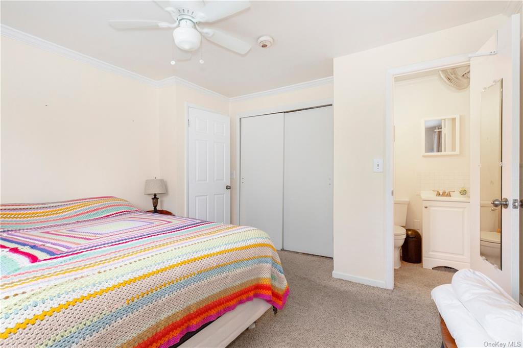 1030 Highway 199 Red Hook, NY 12571 - Photo 8 of 30 Bedroom with a closet, sink, light colored carpet, ornamental molding, and ceiling fan