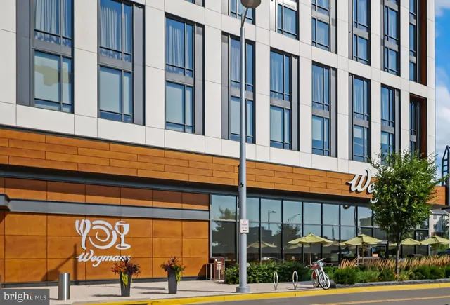 a front view of a building with street