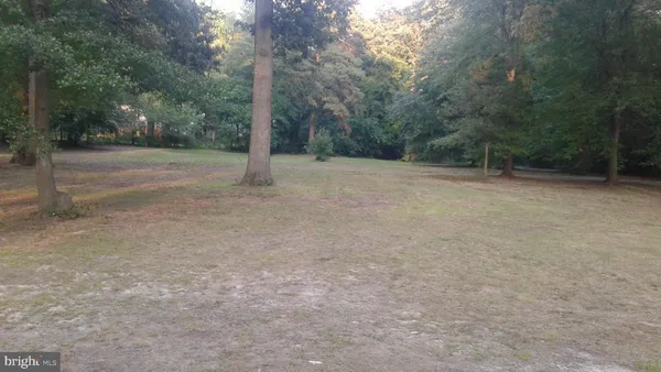 a view of a field with trees in the background